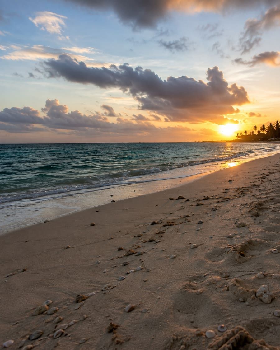 Atardecer en la playa de Riviera Maya